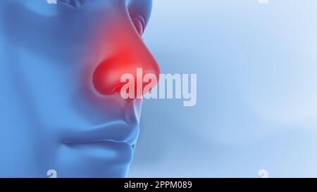 Clearing cold with decongestant nasal spray Stock Photo