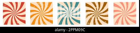 Set of trendy rays background with vintage texture grunge effect Stock Vector