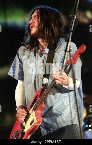 Verona Italy 1999-04-09: The Red Hot Chili Peppers band at the Festivalbar at the Arena , the guitarist  John Frusciante during the show Stock Photo