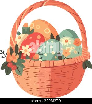 easter basket eggs Stock Vector