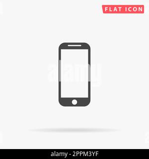 Mobile phone. Simple flat black symbol with shadow on white background. Vector illustration pictogram Stock Photo