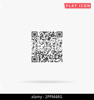 Qr code. Simple flat black symbol with shadow on white background. Vector illustration pictogram Stock Photo