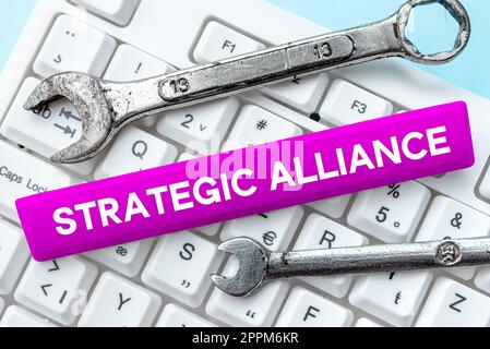 Writing displaying text Strategic Alliance. Business idea a bond between states, parties, individuals on goal achievement Stock Photo