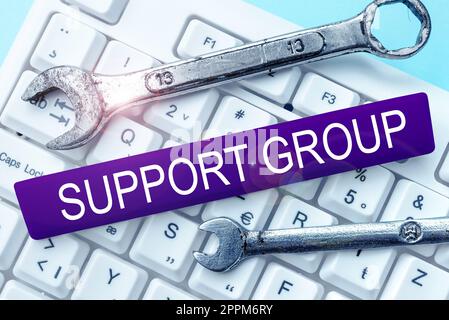 Handwriting text Support Group. Word for number of people involved in service commitment Stock Photo