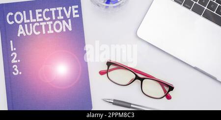 Conceptual caption Collective Auction. Word Written on Gathering and measuring information on variables of interest Stock Photo
