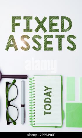 Sign displaying Fixed Assets. Concept meaning long-term tangible piece of property or equipment a firm owns Stock Photo