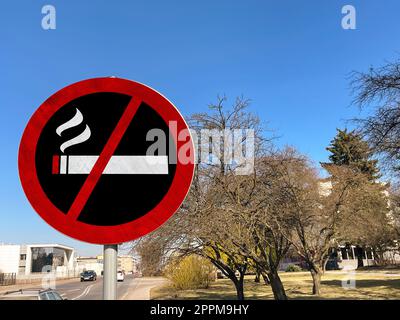 Sign No Smoking outdoors on sunny day, space for text Stock Photo