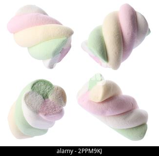 Set with tasty colorful marshmallows on white background Stock Photo ...