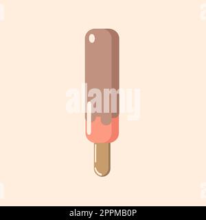 Peach ice cream in milk chocolate - multicolored ice cream on peach background with highlights looks appetizing. Vector, object, EPS10. Stock Vector