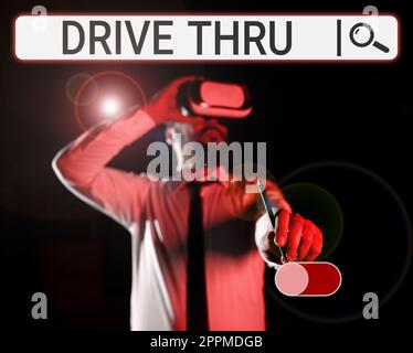 Conceptual caption Drive Thru. Business approach place where you can get type of service by driving through it Stock Photo