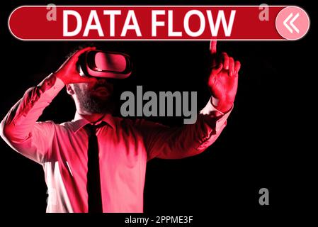 Conceptual display Data Flow. Word for the movement of data through a system comprised of software Stock Photo