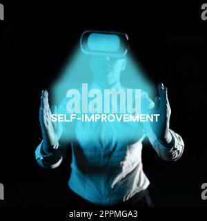 Text sign showing Self Improvement. Business concept process of making yourself a better or more knowledgable Stock Photo