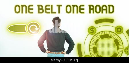 Conceptual display One Belt One Road. Internet Concept Building trade routes between China and other countries Stock Photo