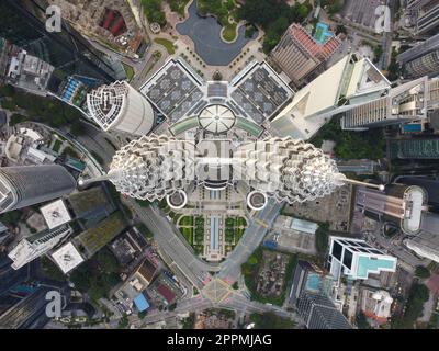 Aerial top down KLCC twin tower Stock Photo