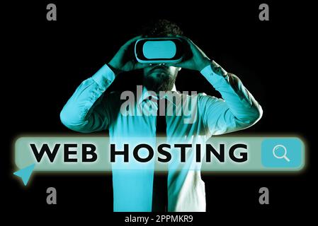 Conceptual caption Web Hosting. Conceptual photo The activity of providing storage space and access for websites Stock Photo