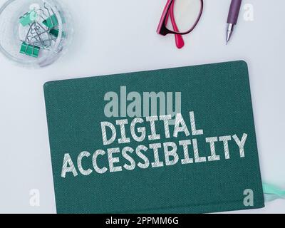 Text caption presenting Digital Accessibility. Business idea electronic technology that generates stores and processes data Stock Photo