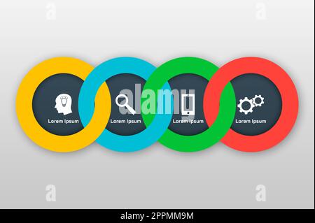 Vector infographics template with four options in material design style ...