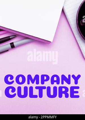 Writing displaying text Company Culture. Business approach The environment and elements in which employees work Stock Photo