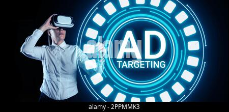 Text caption presenting Ad Targeting. Word Written on target the most receptive audiences with certain traits Stock Photo