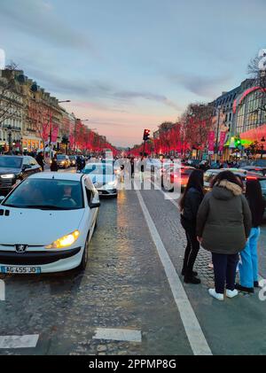 The Elysian Fields, Champs-Elesees in Paris. Paris - the capital of France. Main political, economic and cultural center of France. Stock Photo