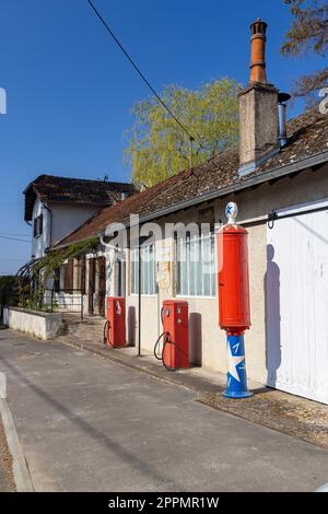 Old gas station, Marnay, Haute-Saone, France Stock Photo