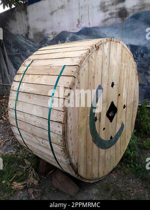 yellowish wooden crates Stock Photo
