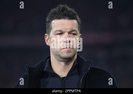 MUNICH, GERMANY - APRIL 19: DAZN TV Football Expert Michael BALLACK seen before the UEFA Champions League quarterfinal second leg Football match between FC Bayern Muenchen and Manchester City at Allianz Arena on April 19, 2023 in Munich, Germany. Picture & copyright by Arthur THILL / ATP images   (THILL Arthur / ATP / SPP) Stock Photo