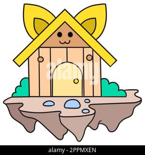 draw wooden pet house cages, doodle kawaii. doodle icon image Stock Vector