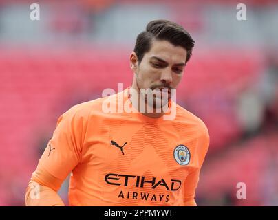 Manchester City's Stefan Ortega Moreno during The FA Cup - Semi-Final soccer match between Manchester City against Sheffield United at Wembley stadium Stock Photo