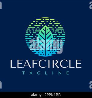 Modern gradient geometric nature leaf logo design. Line leaf logo branding. Stock Vector