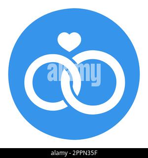 Wedding rings with a heart isolated vector icon Stock Vector