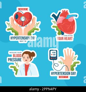 World Hypertension Day Label Flat Cartoon Hand Drawn Templates Background Illustration Stock Vector