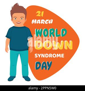 World Down Syndrome Day. disabled kid complex genetic disorders. vector illustration Stock Vector