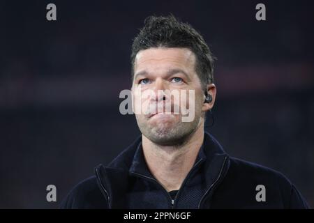 MUNICH, GERMANY - APRIL 19: DAZN TV Football Expert Michael BALLACK seen before the UEFA Champions League quarterfinal second leg Football match between FC Bayern Muenchen and Manchester City at Allianz Arena on April 19, 2023 in Munich, Germany. Picture & copyright by Arthur THILL / ATP images   (THILL Arthur / ATP / SPP) Stock Photo