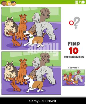 differences task with cartoon purebred dogs Stock Vector