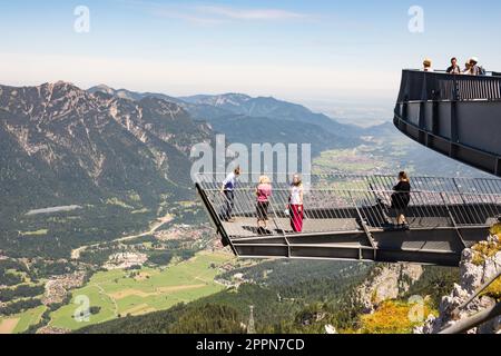 GARMISCH, GERMANY - JULY 10: Tourists at the Alpspix observation deck on the Osterfeldkopf mountain in Garmisch, Germany on July 10, 2016. The deck Stock Photo