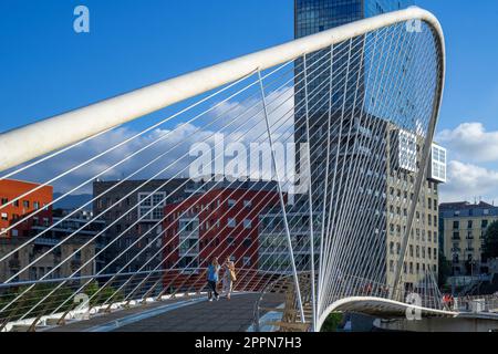 Zubizuri bridge designed by architect Santiago Calatrava, Bilbao, Basque Country, Spain Stock Photo