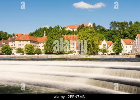LANDSBERG AM LECH, GERMANY - JUNE 10: The river Lech at the historic city of Landsberg am Lech, Germany on June 10, 2017. Landsberg is situated on Stock Photo