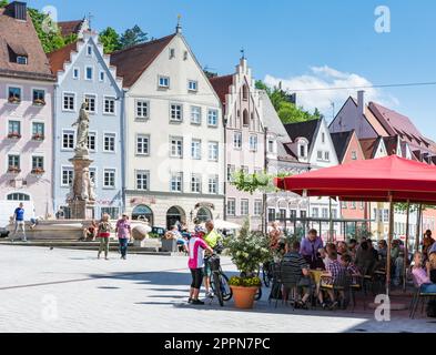 LANDSBERG AM LECH, GERMANY - JUNE 10: People at the market square of Landsberg am Lech, Germany on June 10, 2017. Landsberg is situated on the so Stock Photo