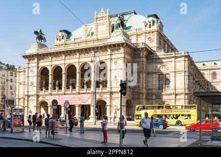 VIENNA, AUSTRIA - AUGUST 29: Tourists at the State Opera of Vienna, Austria on August 29, 2017 Stock Photo