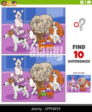 differences game with cartoon purebred dogs Stock Vector