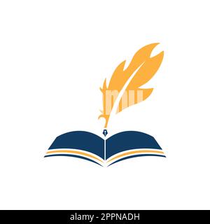 Open book and quill outline icon. linear style sign for mobile concept and web design. Book and feather pen simple line vector icon. Symbol, logo illu Stock Vector