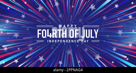 background with blue stars burst fourth of july for website header, corporate sign business, social media posts, advertising agency, wallpaper, backdrops, landing page, advertisement marketing events Stock Vector