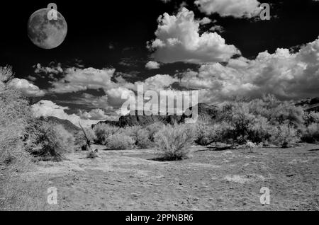 Full moon in the Arizona Sonora desert Stock Photo