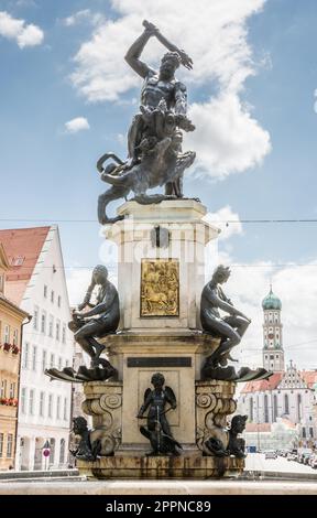 The Herkules fountain in Augsburg, built 1600 Stock Photo