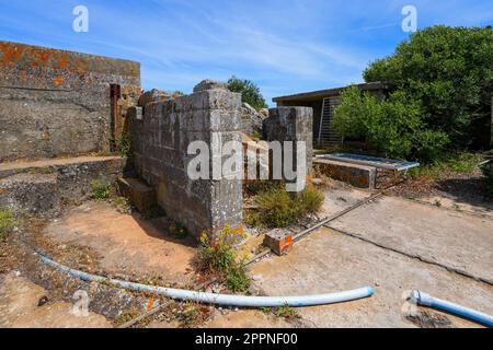 Remains of a military building at the top of the Rock of Gibraltar in the South of Spain Stock Photo