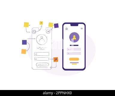 Prototyping Usability Interface For Mobile Phone Stock Vector