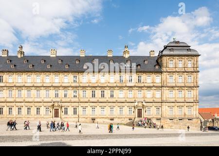 BAMBERG, GERMANY - SEPTEMBER 4: Tourists at Neue Residenz in Bamberg, Germany on September 4, 2015. The Neue Residenz was the former residence of the Stock Photo