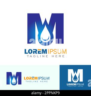 Water Drop Monogram Logo Initial Letter M Stock Vector