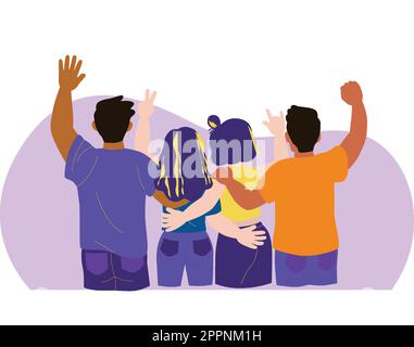 flat design people waving illustration Stock Vector